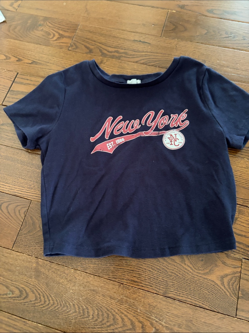 🔥 3/$25 - Navy "New York" Graphic Tee - Casual Short Sleeve Crop Top